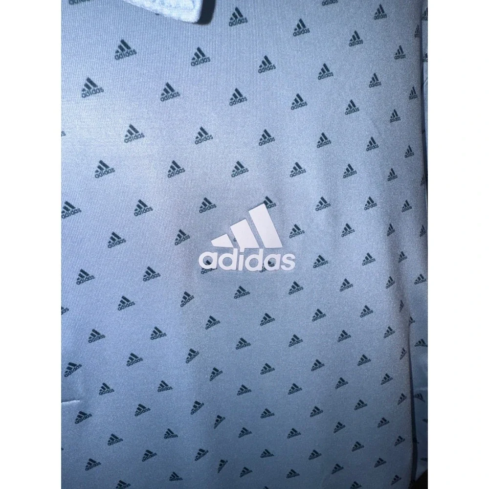 Adidas Polo‎ Golf Shirt Adi-Print Logo ULT Moon Blue Men's Size S UPF50